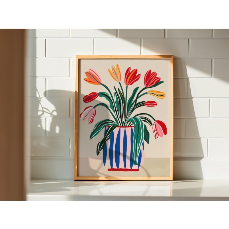 2pcs Tulip Flowers Canvas Wall - Home Decor Vase With Flowers recension och pris