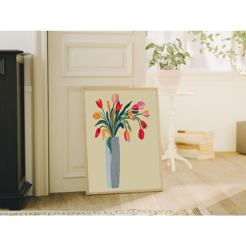 2pcs Tulip Flowers Canvas Wall - Home Decor Vase With Flowers recension och pris