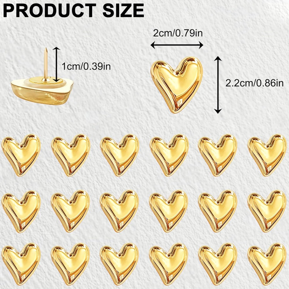Gold Heart Push Pins 50 Pack,  - Home Decor Vision Board recension och pris
