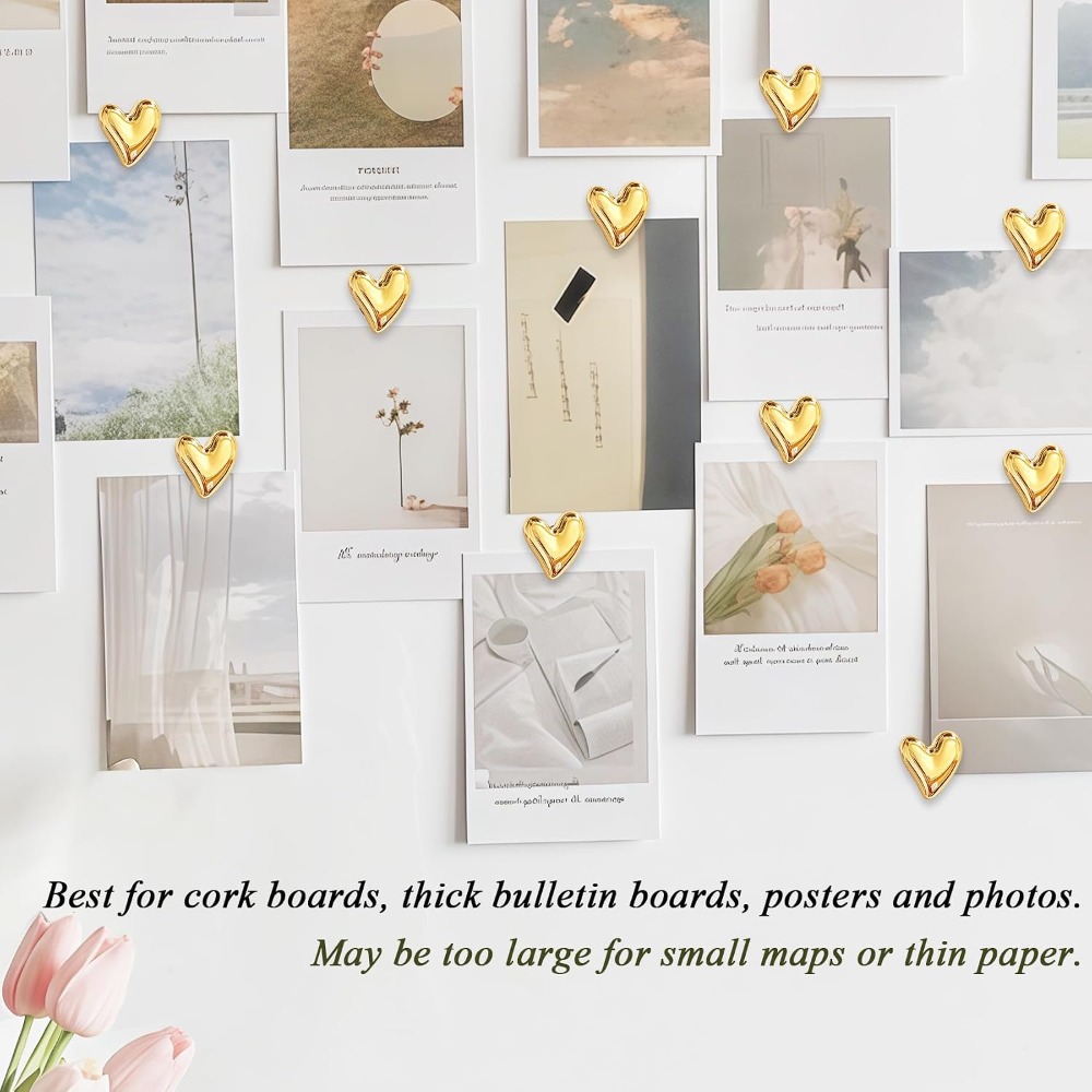 Gold Heart Push Pins 50 Pack,  - Home Decor Vision Board recension och pris