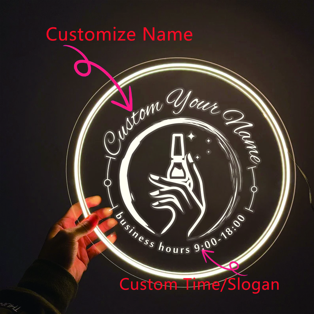 1PC Round Shape Nail Art Theme - Neon Sign Led Custom recension och pris