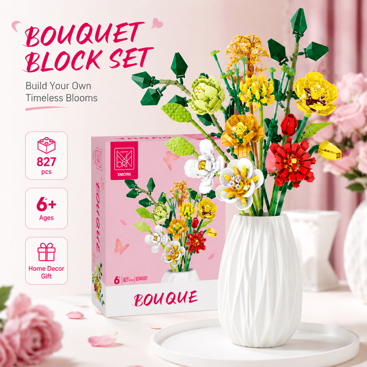 Bouquet Flower Building Blocks - Home Decor Vase With Flowers recension och pris