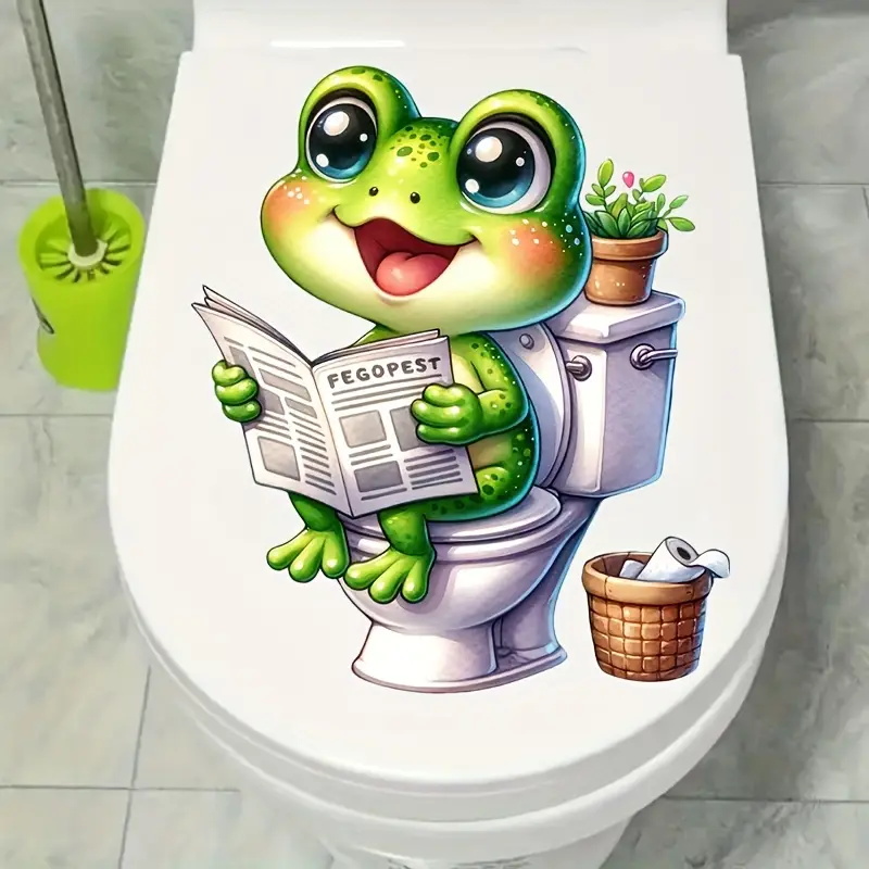 Frog on Toilet Reading Newspap - Home Decor Vinyl Flooring recension och pris