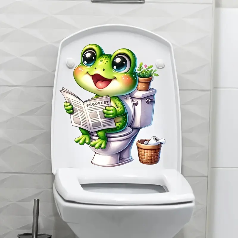 Frog on Toilet Reading Newspap - Home Decor Vinyl Flooring recension och pris