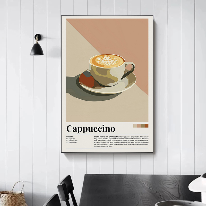 Nostalgic Minimalist Cafe Post - Watercolor Poster Print recension och pris