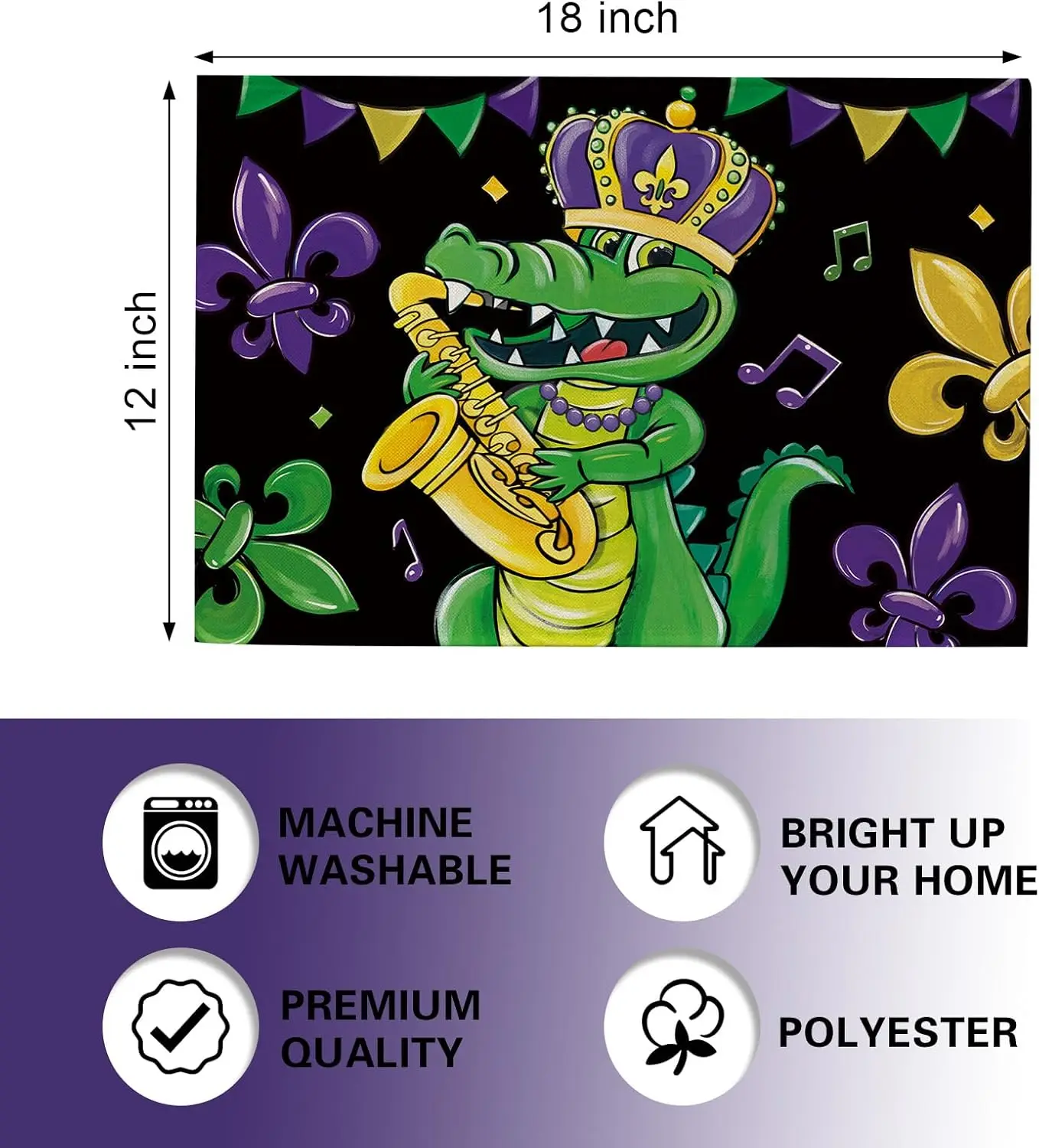 Mardi Gras Alligator Placemats - Home Decor New Orleans recension och pris